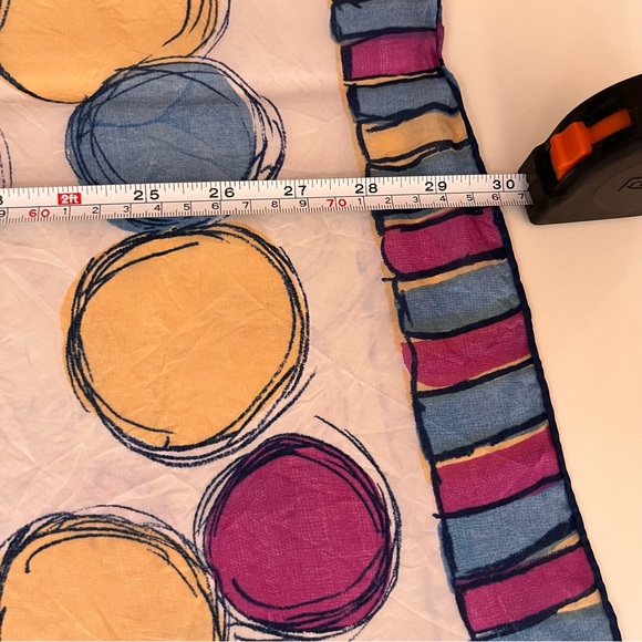 Vintage 40 50 Retro MOD Large Circle Dot Magenta Blue Large Square Scarf - Picture 12 of 17